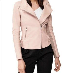 Mackage Sandy Pink Lambskin Leather Moto Jacket
